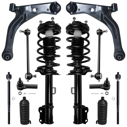 Image of Detroit Axle - 12pc Front End Suspension Kit for Ford 2001 2002 2003 2004 Escape Mazda Tribute, 2 Struts 2 Lower Control Arms w /Ball Joints 4 Tie Rods 2 Sway Bars 2 Boots Replacement Struts Shocks