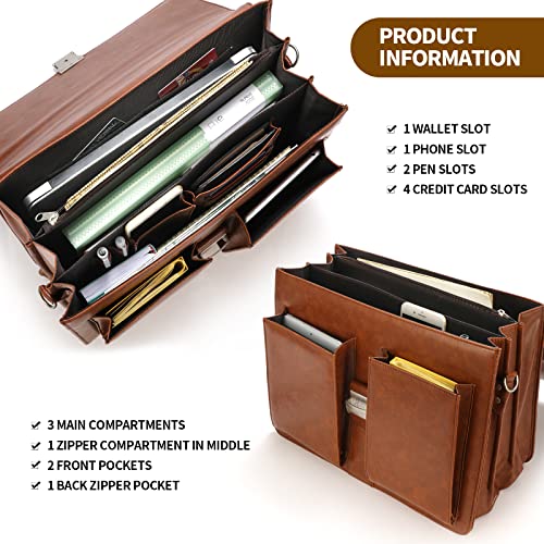 Jack&Chris PU Leather Messenger Briefcase