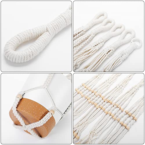Gardife Hanging Planters For Indoor Plants,5Pcs Hanging Basket For Indoor Boho Home Decor,Macrame Plant Hanger,35 Inches,29Inch,23Inch, Ivory,Self Watering Planters, 7/6.5/6/5.5/5 Inch,White&White #TOP3