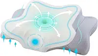 Travesseiro Cervical Ortopédico NASA com Carvão Ativado, Espuma Viscoelástica, Anti-ronco e Apneia, 60x30x13cm, Cinza com Branco