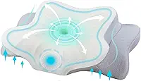 Travesseiro Cervical Ortopédico NASA com Carvão Ativado, Espuma Viscoelástica, Anti-ronco e Apneia, 60x30x13cm, Cinza com Branco