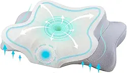 Travesseiro Cervical Ortopédico NASA com Carvão Ativado, Espuma Viscoelástica, Anti-ronco e Apneia, 60x30x13cm, Cinza com Branco