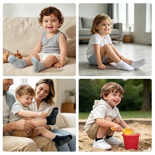 Image of Baby Non Slip Ankle Socks with Grippers for 0 Months-7 Years Old Walking Socks