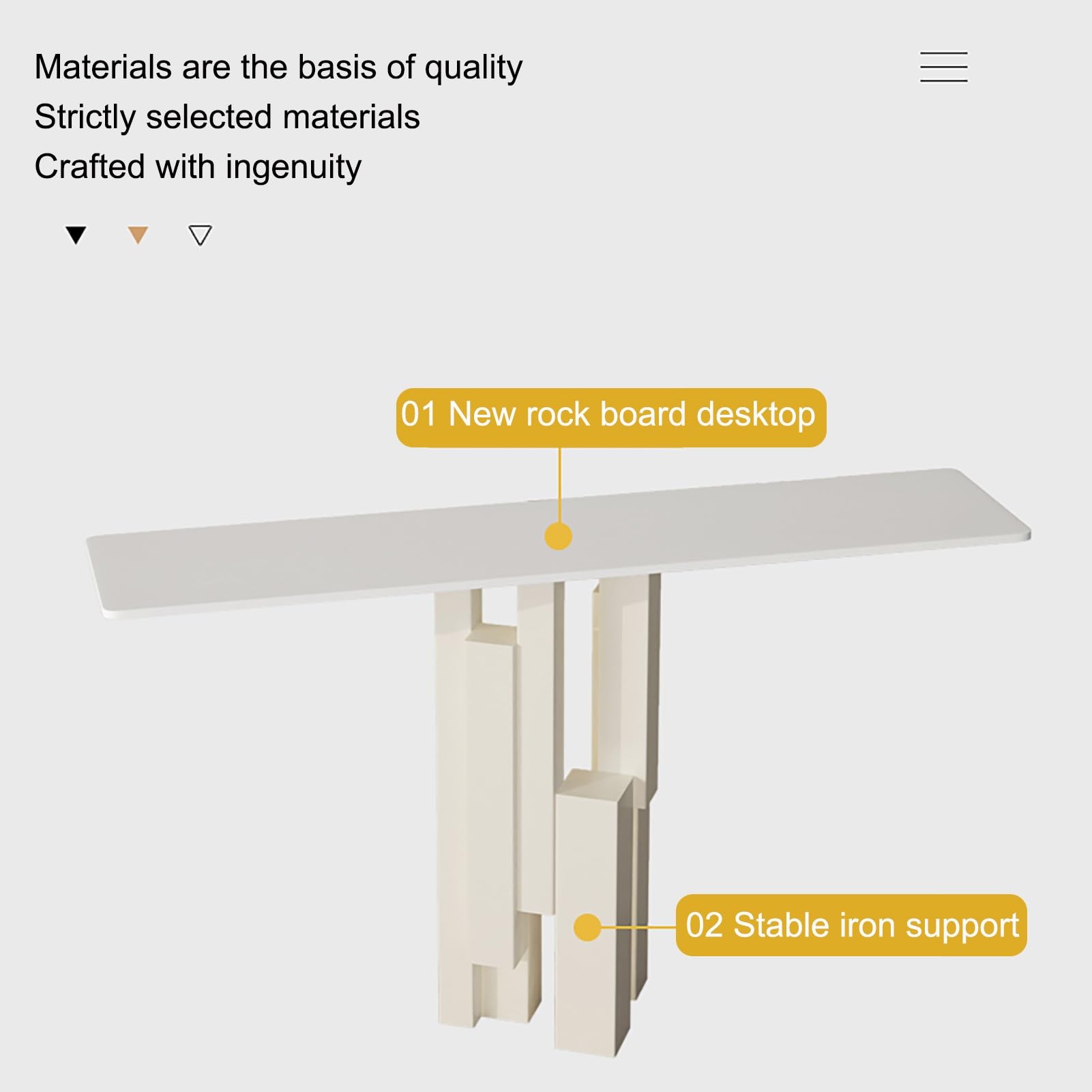 Mueble Recibidor Estrecho para Entrada o Pasillo, con Base geométrica, Mesa Estrecha con Estructura de Metal, para Entrada, Pasillo, Entrada, Sala de Estar(White,100cm/39.5in)