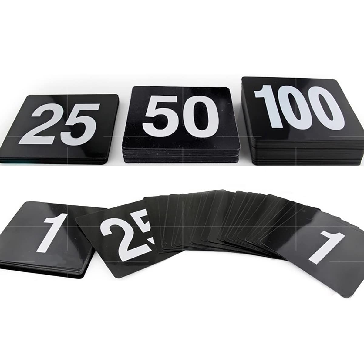 MYUYEE Place Cards,1-100 Wedding Table Numbers Restaurant, Seat Cards Plastic Black Table Number Signs Durable Square Restaurant Cafe Bar Utensils
