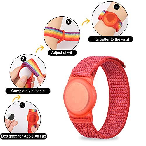 Image of Bracelet for AirTag Kids,Protective Cover for Air Tag with Nylon Wristband | Adjustable for Air Tag Bracelet,Anti Lost GPS Trackers Case Elastic Watch Band for Toddlers Girls Boys Elders