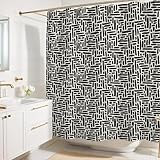 Worthwhile Goods Modern Black and Ivory Brushstroke Print Shower Curtain - Abstract Minimalist Pattern - Neutral Design - Trendy Fabric Shower Curtain for Any Bathroom - 72x72 Inches (Brushstroke)