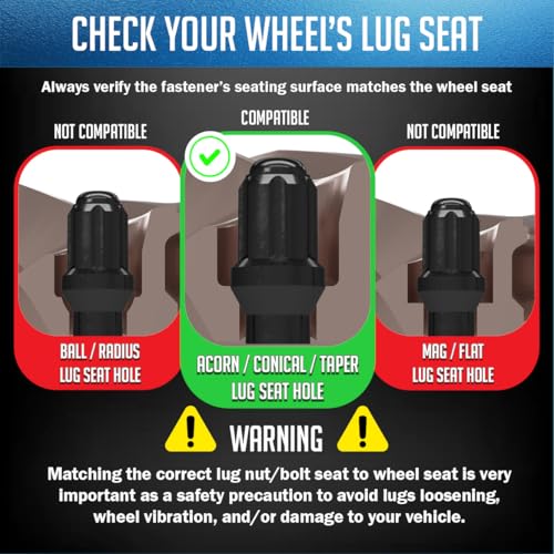 Image of Wheel Accessories Parts 24 Pcs M14x1.50 Thread ET Bulge Acorn 1.80 inch Long Spline Lug Nuts Black Truck Spline Hex Fits Silverado 1500 | Ford F-150 |Toyota Tacoma (for use with Wheels Spacers)