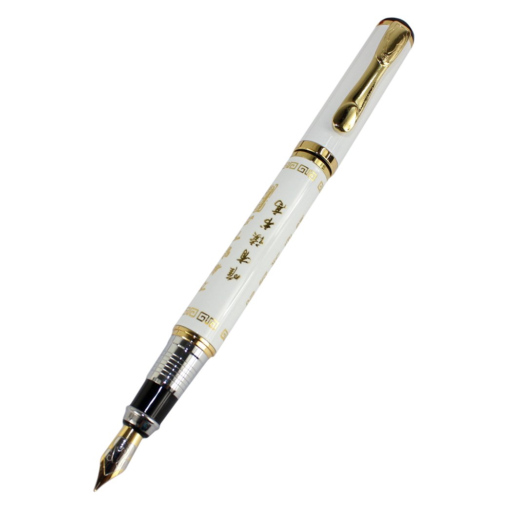 Gullor Classic white Ancient Chinese calligraphy and carriage pattern Fountain pen