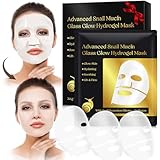 Advanced Snail Mucin Glass Glow Hydroge, Face Masks Skincare 6 EA, Collagen Face Mask, Snail Mucin Sheet Mask, Travel Essentials, Face Masks for Dry, Sensitive Skin, Korean Skin Care