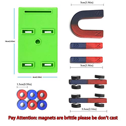 Image of EUDAX Labs Junior Science Magnet Set for Education Science Experiment Tools Icluding Bar /Ring /Horseshoe /Compass Magnets (Pack of 2)
