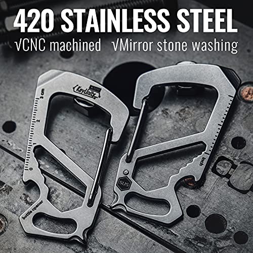KeyUnity KS00 Carabiner Clip Multitool Stainless Steel 7 Tools in 1, Quick Release Clasp, Wrench, Cross Screwdriver, Slotted Screwdriver, Bottle Opener, Ruler, Key Holder (Silver) by KeyUnity - Image 2