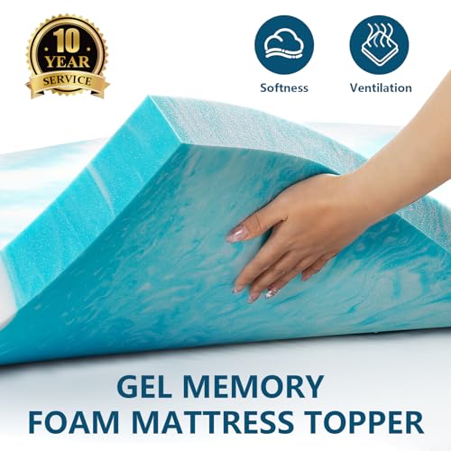 SakuraHome 2 Inch Memory Foam Mattress Topper, Soft Gel Infused Mattress Pad, Bed Topper, CertiPUR-US Certified, Queen Size image 4