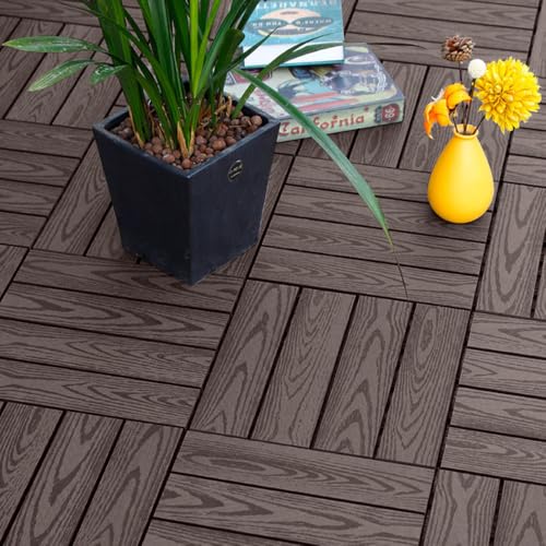 ウッドパネル 人工木 アイウッド 30×30cm厚み2cm 正方形 ジョイント式ベランダタイル 簡単設置 高強度樹脂製 防腐・防錆・耐酸性 防潮防虫 屋内外兼用 置くだけ DIY 無毒ECO素材 ベランダ/庭/ペットサークル用 日本雨風対応(15枚セット)