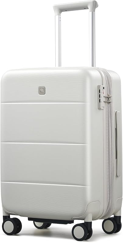 Hanke Equipaje de mano expandible 22 x 14 x 9 aprobado por aerolíneas, equipaje rígido de 20 pulgadas con ruedas giratorias, valija de mano rígida para PC, ligera y aprobada por la TSA (blanco humo, 46 ​​L)