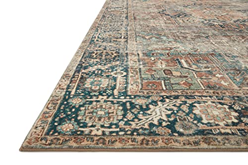 Loloi Margot Collection MAT-02 Terracotta/Lagoon 2'-0" x 5'-0" Accent Rug, No-Shed Easy Clean Large Patterned Area Rug for Living Room, Bedroom, Dining Area