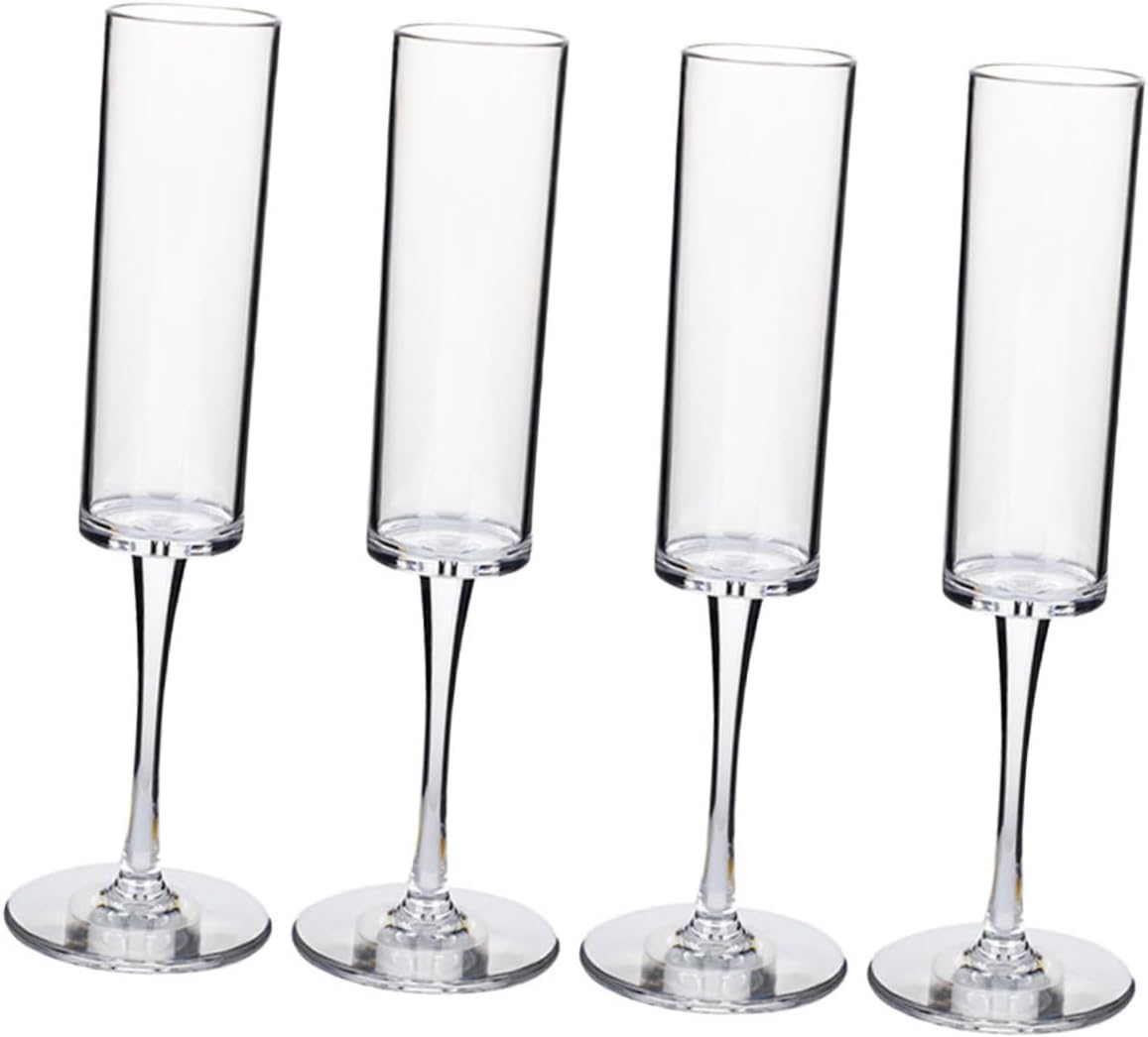 Mikinona 4pcs Transparent Wine Goblets Party Drinking Flutes for Weddings Anniversaries and Gatherings Break-resistant Design