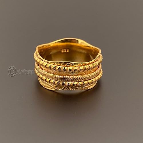 Miniatura 4 de Spinner Silver Ring, Three Band Rings, Spinner Gold Ring, 925 Silver Ring, Handmade Ring, Bohemian Spinner Ring, Fidget Spinner Ring, Meditation