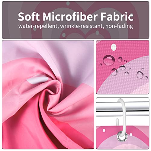 Seorsok Lovely Heart Shower Curtain Pink Modern Simple Home Tub Bathroom Curtain Decorative Set With 12 Hooks Quick Dry Washable Durable Polyester Fabric 72" X 72" #TOP4