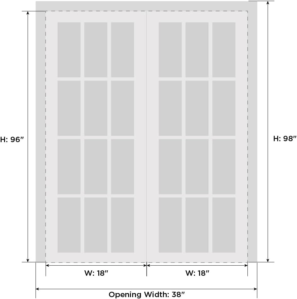 SARTODOORS Solid French Double Doors 36 x 96 inches Frosted Glass | Lucia 22 Matte White | Wood Solid Panel Frame Trims | Closet Bedroom Sturdy Doors