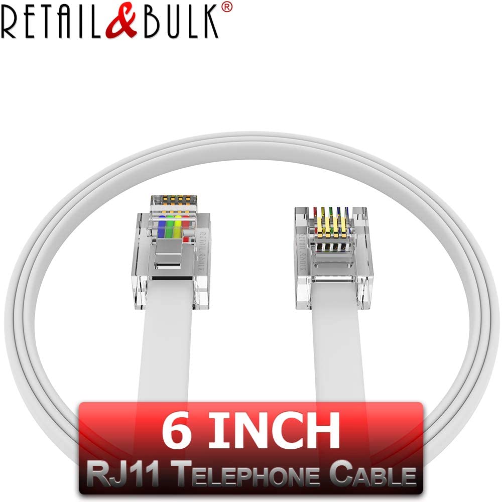 Cable Telefónico TAE-F A RJ11 De 10 Metros - Para Teléfonos Fijos, Conector Macho/Macho, Color Negro
