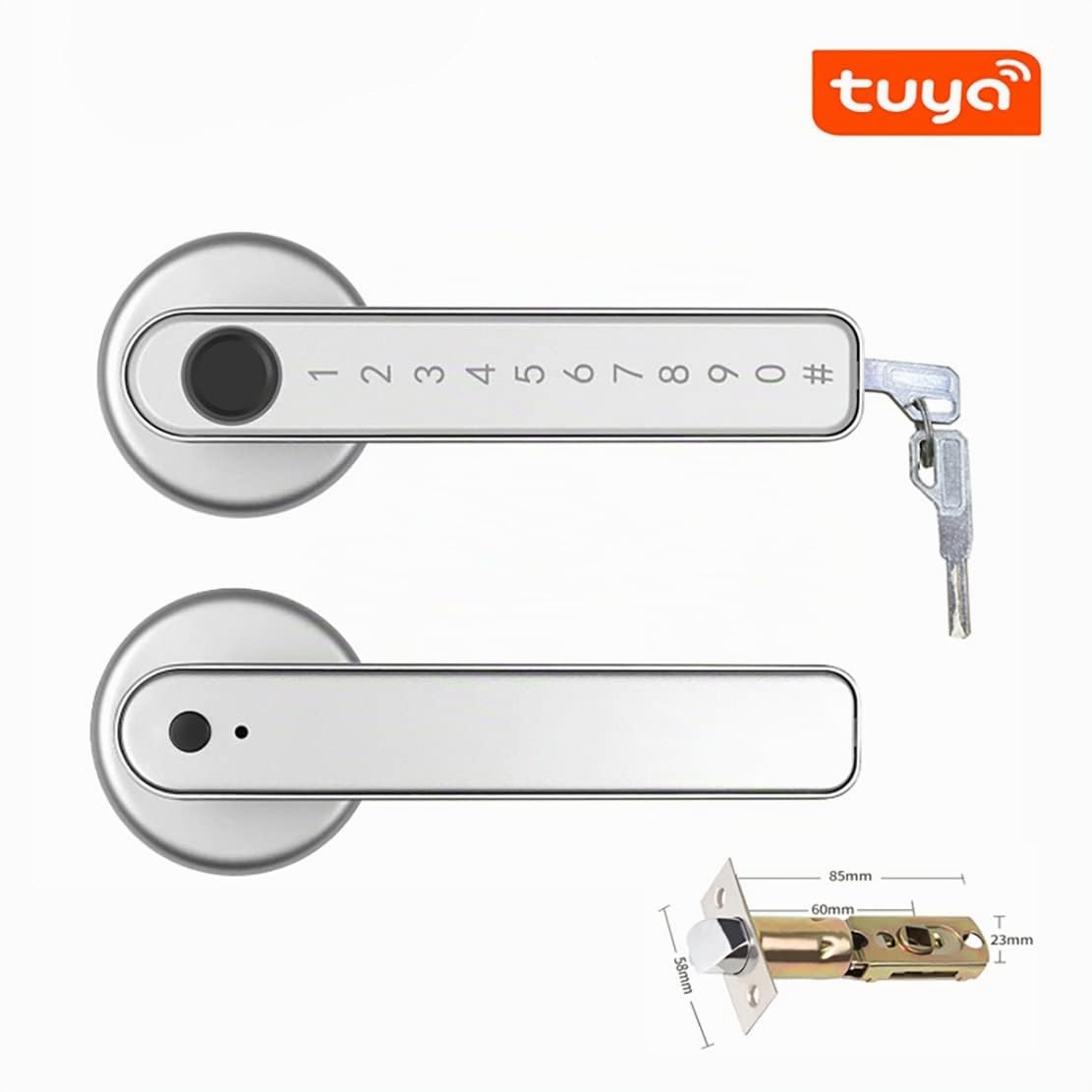 Smart Door Lock Keyless Entry Serratura Tastiera Serratura Maniglia, Serratura per Impronte Digitali Controllo WiFi Tuya APP