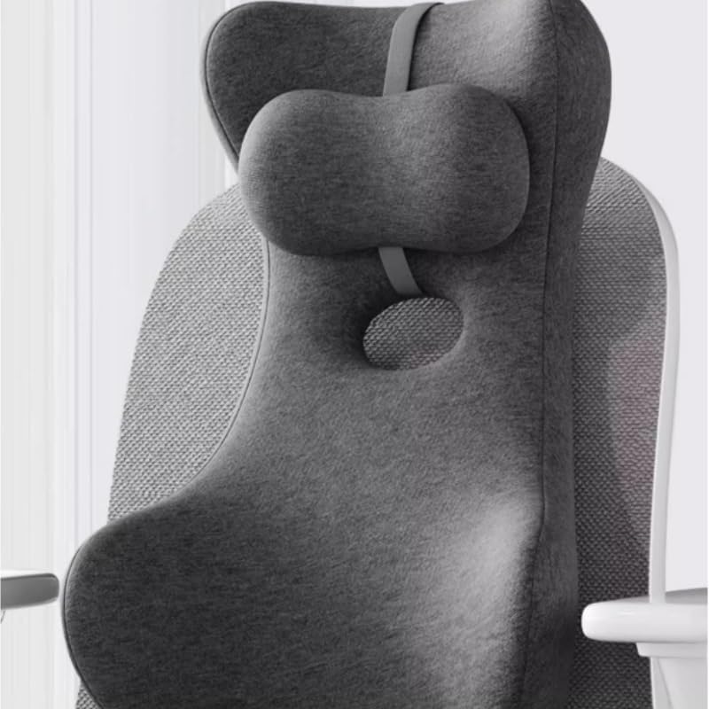 Grey Cotton Office Lumbar Support Pad for Prolonged Sitting
