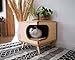 Stylish Handmade Plywood Cat House - Cozy and Comfortable (Cushion Cobalt)