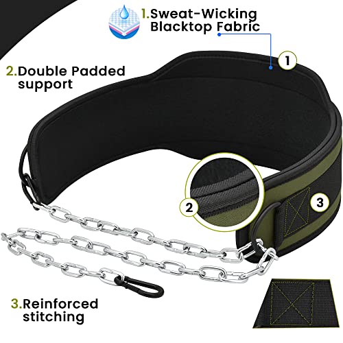 Rdx Dip Belt For Weight Lifting, Heavy Duty 36 Inch Adjustable Steel Chain, Dipping Belt Chin Pull Ups Gym Training Bodybuilding Powerlifting Fitness Workout, 6” Padded Neoprene Back Support Men Women #TOP5