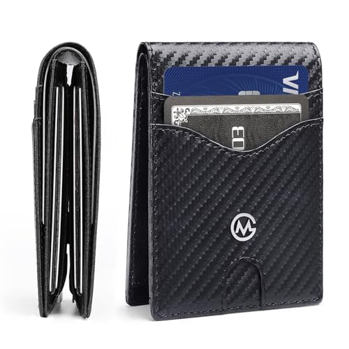 Wallet for Men - Slim Leather Bifold Wallets with Money Clip Credit Card Holder Slots Small Thin Men's Minimalist Wallet-Front Pocket Wallet for Men & Women, Black Woven, Medium Size
