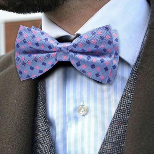 Image of Barry.Wang Paisley Striped Bow Tie for Men Silk Pre-Tied Bowtie Pocket Square Cufflinks Set Formal Wedding Party Prom