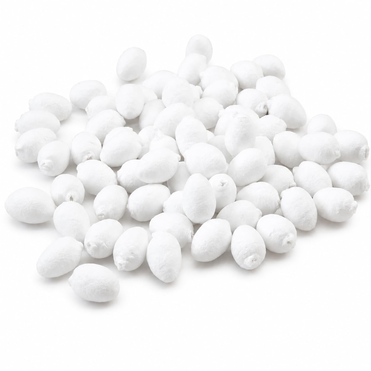 SPUNNYS Pack of 100 White Spun Paper Eggs 12 mm, Mini Paper Eggs to Paint and Decorate for Paper Flowers, Berries, Floral Buds, Easter Crafts and DIY Decorations