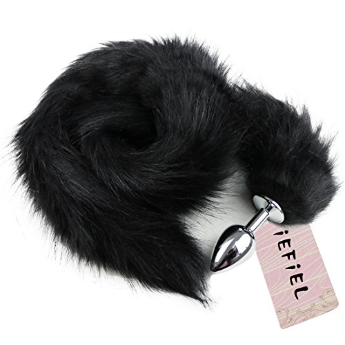 Analdusche iEFiEL Edelstahl Butt Plug mit Fuchsschwanz