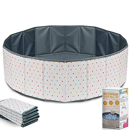 Ball Pit for Toddlers - Foldable & Portable Large Fabric Ball pits for Kids and Babies. Ocean, Colored Circles, Pink Designs. Waterproof & Durable Indoor Outdoor use Ball Pit playpen (Polka Dots)