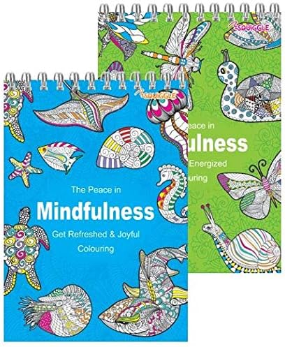 2 x Squiggle adult colouring in books, spiral bound