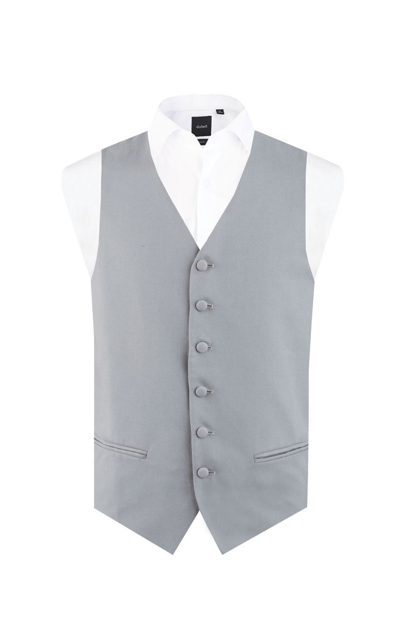 Dobell Mens Dove Grey Morning Suit Wedding Waistcoat Regular Fit Single Breasted-M (38-40in)