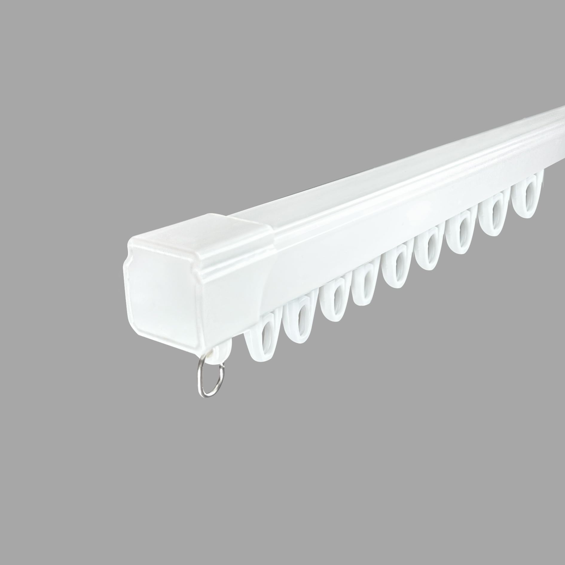 Curtain Track Single Rail Heavy Duty PVC Ceiling Set With Glider Hooks 1m to 6m (2.4m)