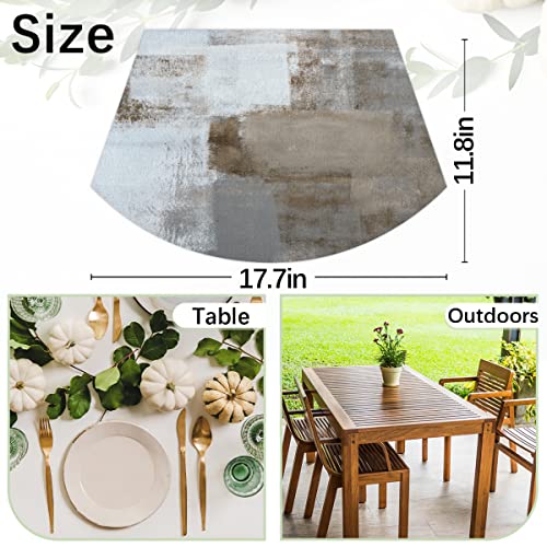 Grey Abstract Art Painting Pvc Placemats For Round Table Set Of 4 With Round Centerpiece Mat, Wedge Table Mats Washable Heat Resistant Dining Table For Kitchen Indoor Outdoor Cloth Placemat #TOP1