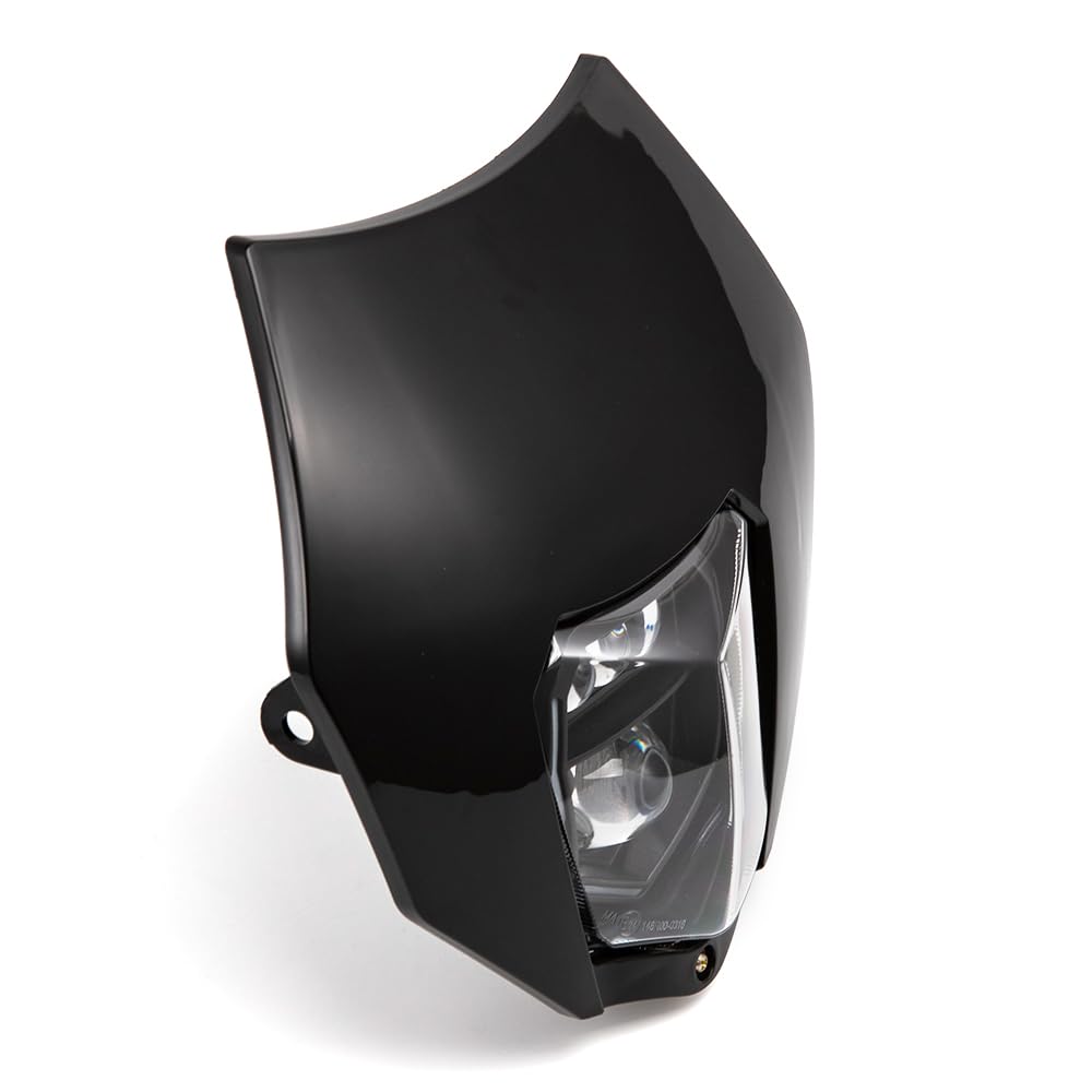 Universal LED Motorrad Scheinwerfer mit Verkleidung Maske E24 Geprüft Für EXC250 SX250 SXF250 EXC450 SX350 SXF450 EXC525 640LC4 Dirt Bike ATV Scooter (Schwarz)