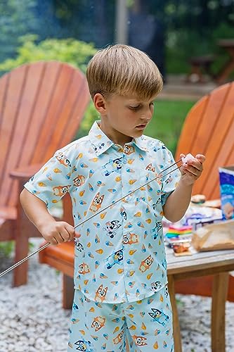 Image of Bluey Bingo Muffin Matching Family Hawaiian Button Down Shirt and Shorts