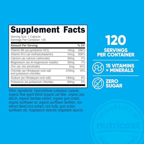 Nutricost Electrolyte Complex Advanced Hydration (120 Capsules) - 8 Hydrating Electrolytes & Vitamins, Gluten Free, Non-GMO, Vegetarian - Image 3