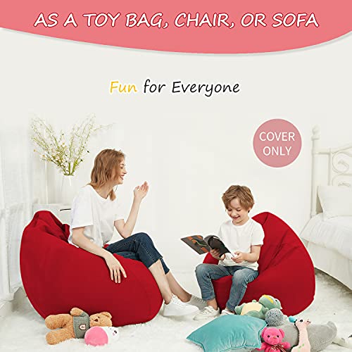 Langla-Shades Bean Bag Chair Cover, Stuffed Animal Storage, Soft Cotton Blend Beanbag Cover For Kids, Teens, Boys And Girls (Without Foam Or Bean Fill, 47" X 47", Xx-Large, Red) #TOP4