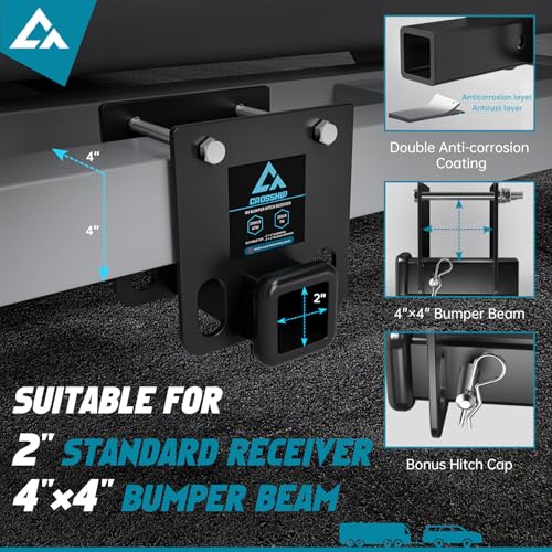 Image of RV Bumper 2-Inch Hitch Receiver - Fits 4-Inch Beam & 3500 LBS Capacity - Helps RV Connect Bike Racks, Cargo Carriers, Hitch Hammock and Any 2-Inch Receiver