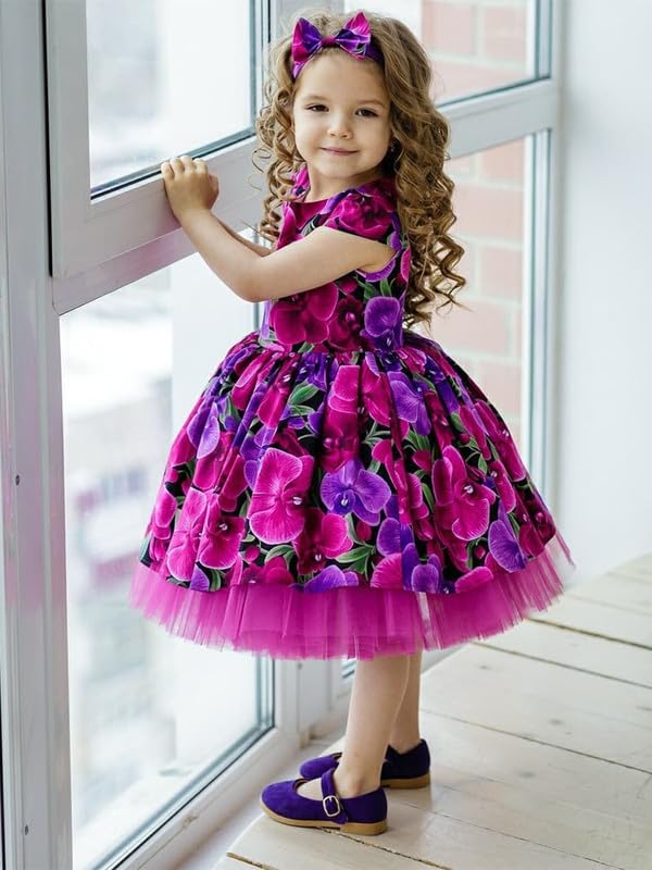 Image of Niren Enterprise Multipatteren Baby Girl's Knee Length Frocks with Digital Prints