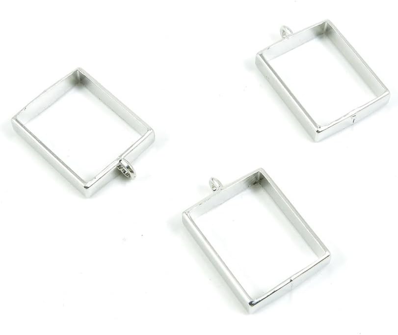 180 Pieces Antique Silver Tone Jewelry Making Charms Pendant Findings Craft Supplies Bulk Lots Arts Z6YM3 Rectangle Cabochon Frame Blank