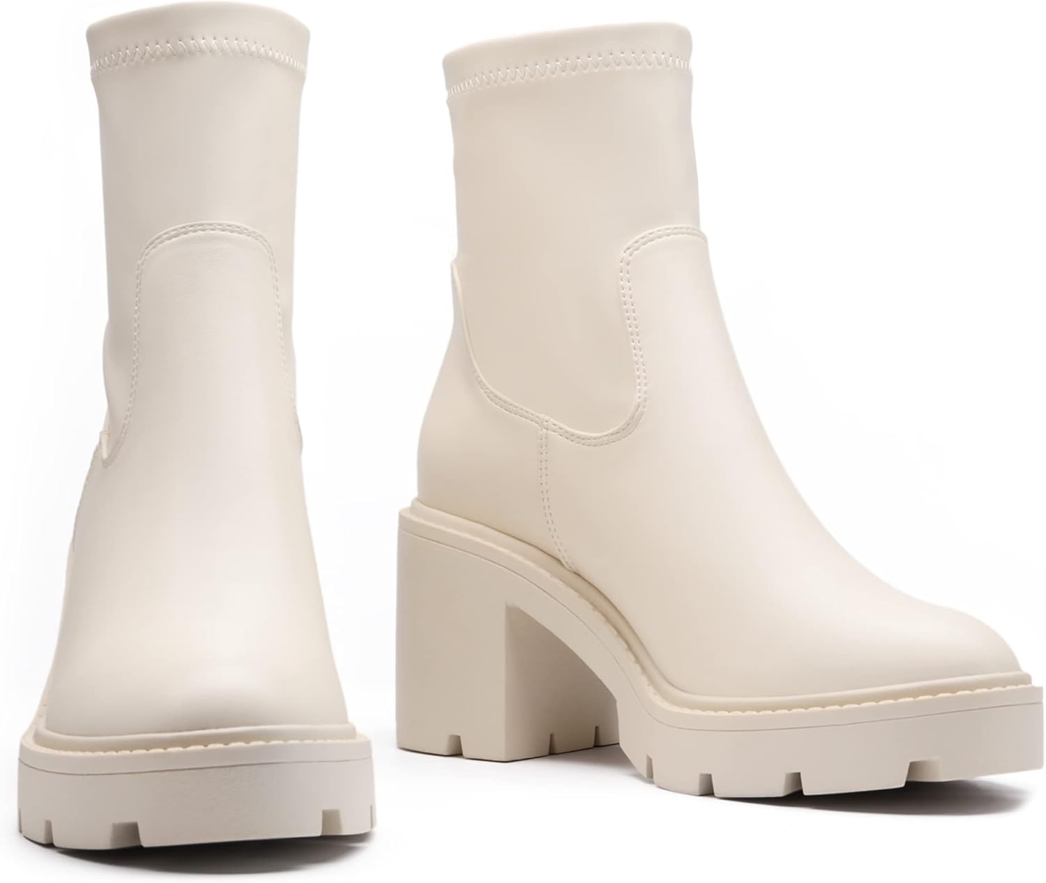 DREAM PAIRS Women's Chelsea Platform Boots Elastic Chunky Heel Lug Sole Ankle Booties Shoes - Image 4