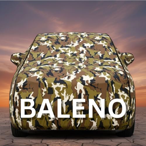 Image of Premium Jungle Print Series 100% Waterproof Car Body Cover for Baleno Cover (All Models) with Mirror Pockets | Triple Stitched, Elastic, Custom Fit, Heat Resistant, Anti-Dust, All-Weather Cover