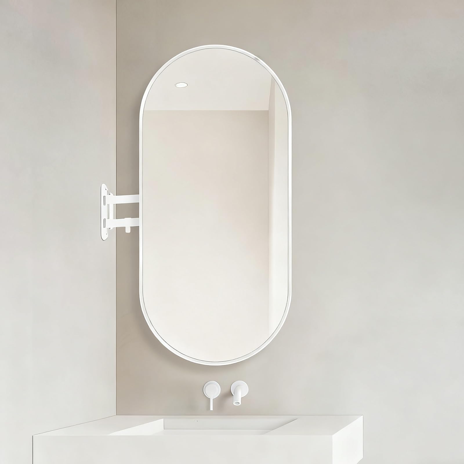 Miroir de salle de bain ovale à LED 50x90 miroir mural anti-buée