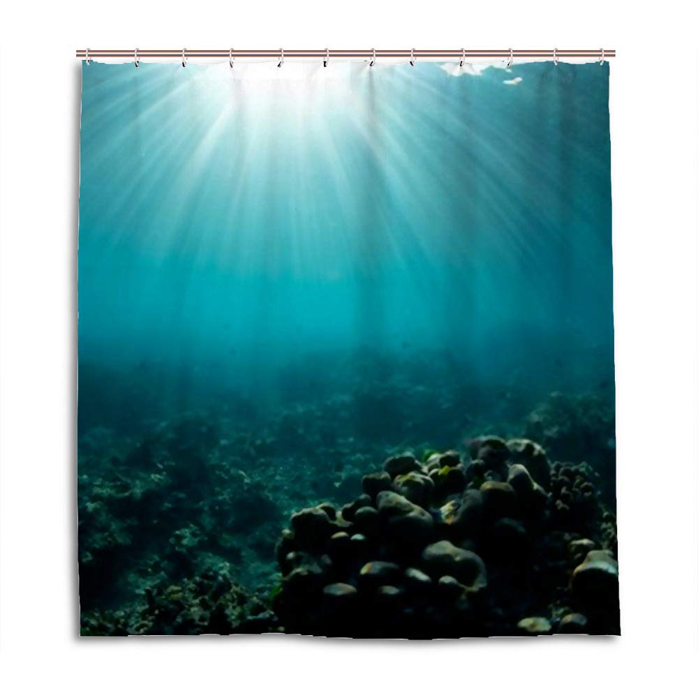 Rideau de douche polyester CHEHONG 168x183 cm étanche avec 12 crochets pour baignoire