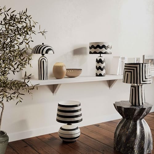Image of Tov Furniture Maiori Black Striped Papier Mache Table Lamp
